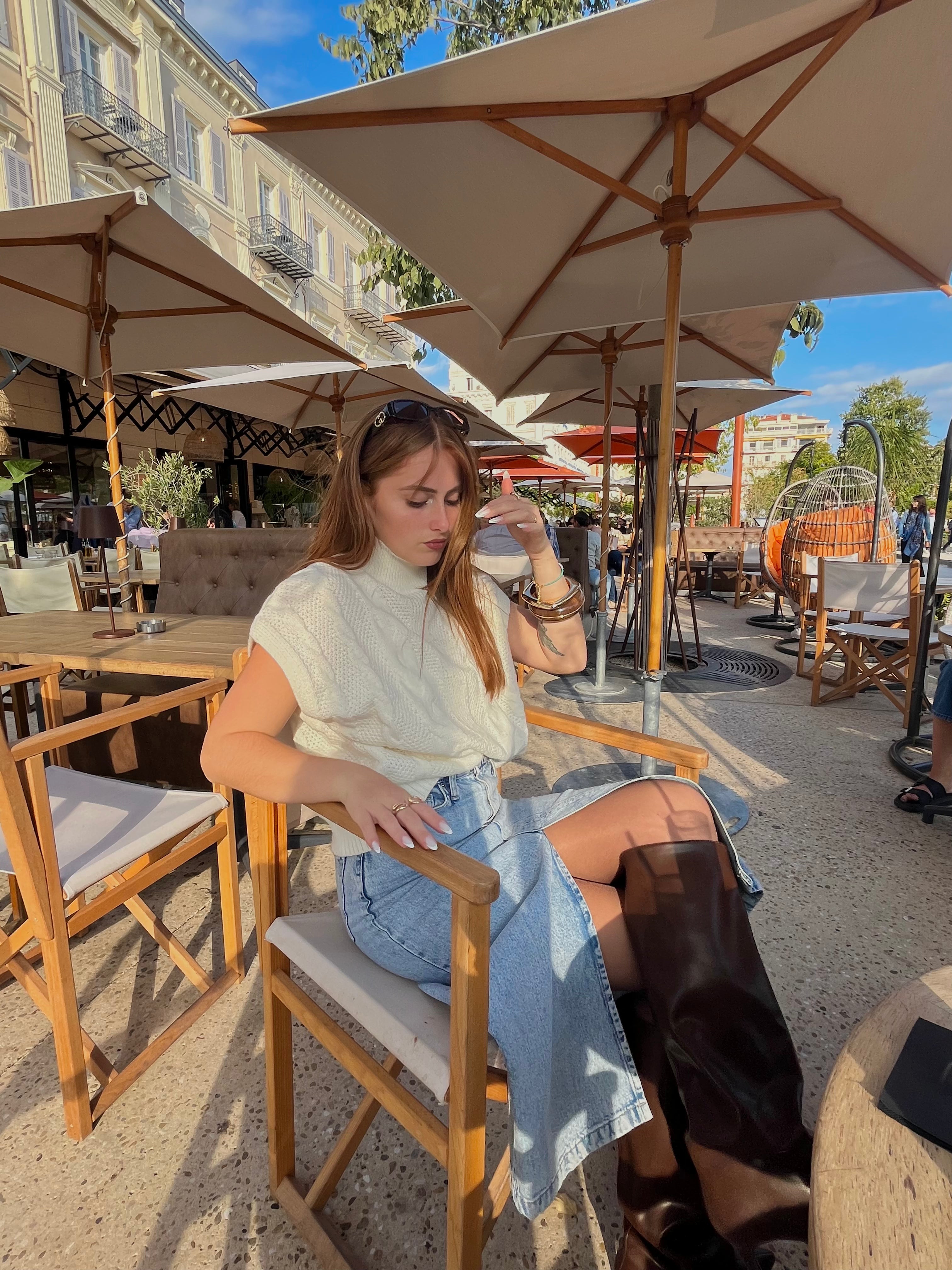 Pull sans manches crème
